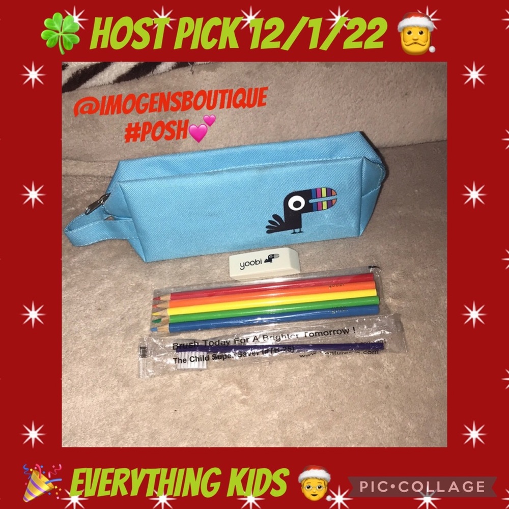Yoobi pencil case eraser color pencils and toothbrush bundle 💕
